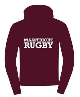 RC Maastricht Hoodie met borstlogo en tekstlogo op de rug - bordeaux - Unisex