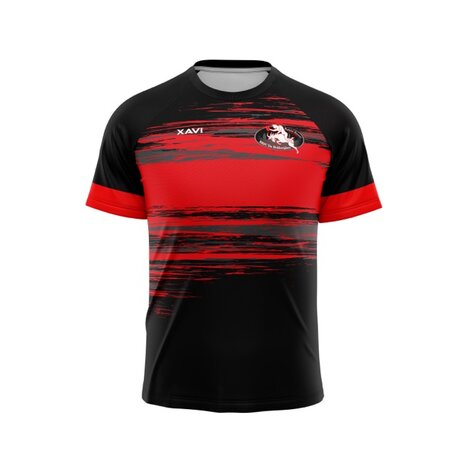 Xavi rugby-trainingsshirt Bokkerijders - zwart/rood - Unisex