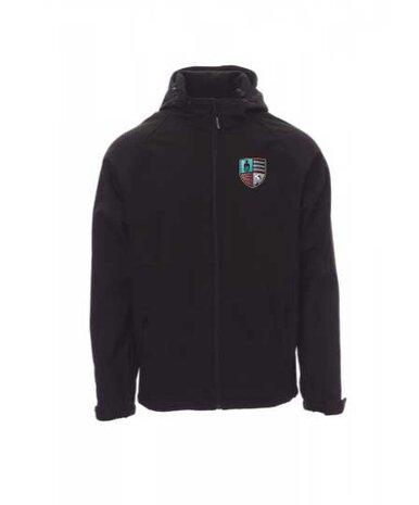 RC Maastricht softshell jas met borstlogo en Rugby Maastricht op de rug - zwart - Unisex
